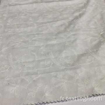 Tissu de broderie en ligne blanche